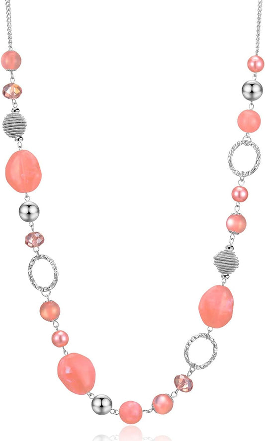 Pearl & Club Long Beaded Necklaces for Women - Fashion Jewelry Sweater Chain Gifts