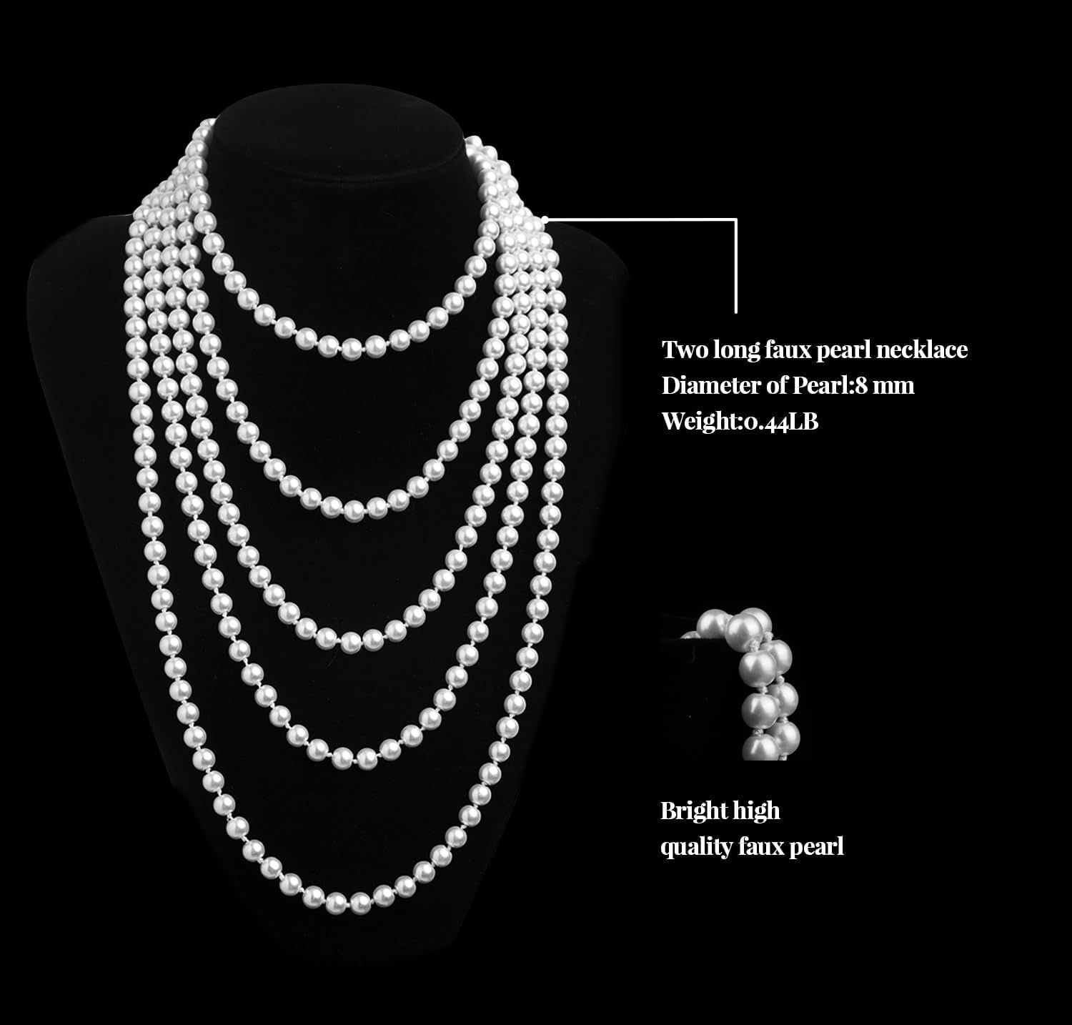 Cizoe 1920s-Inspired Faux Pearl Necklace - Vintage Cream Long Jewelry for Women