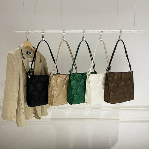 Winter Down Cotton Shoulder Bag Women Waterproof Tote Bags