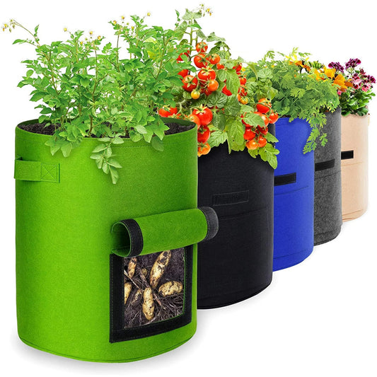 10 Gallon 5 Pack Potato Grow Bags Campomy Heavy Duty Bags - Inside The Bars