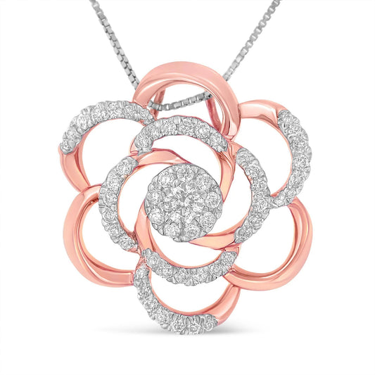 10K Rose Gold Plated Flower Accent Pendant Necklace - Inside The Bars