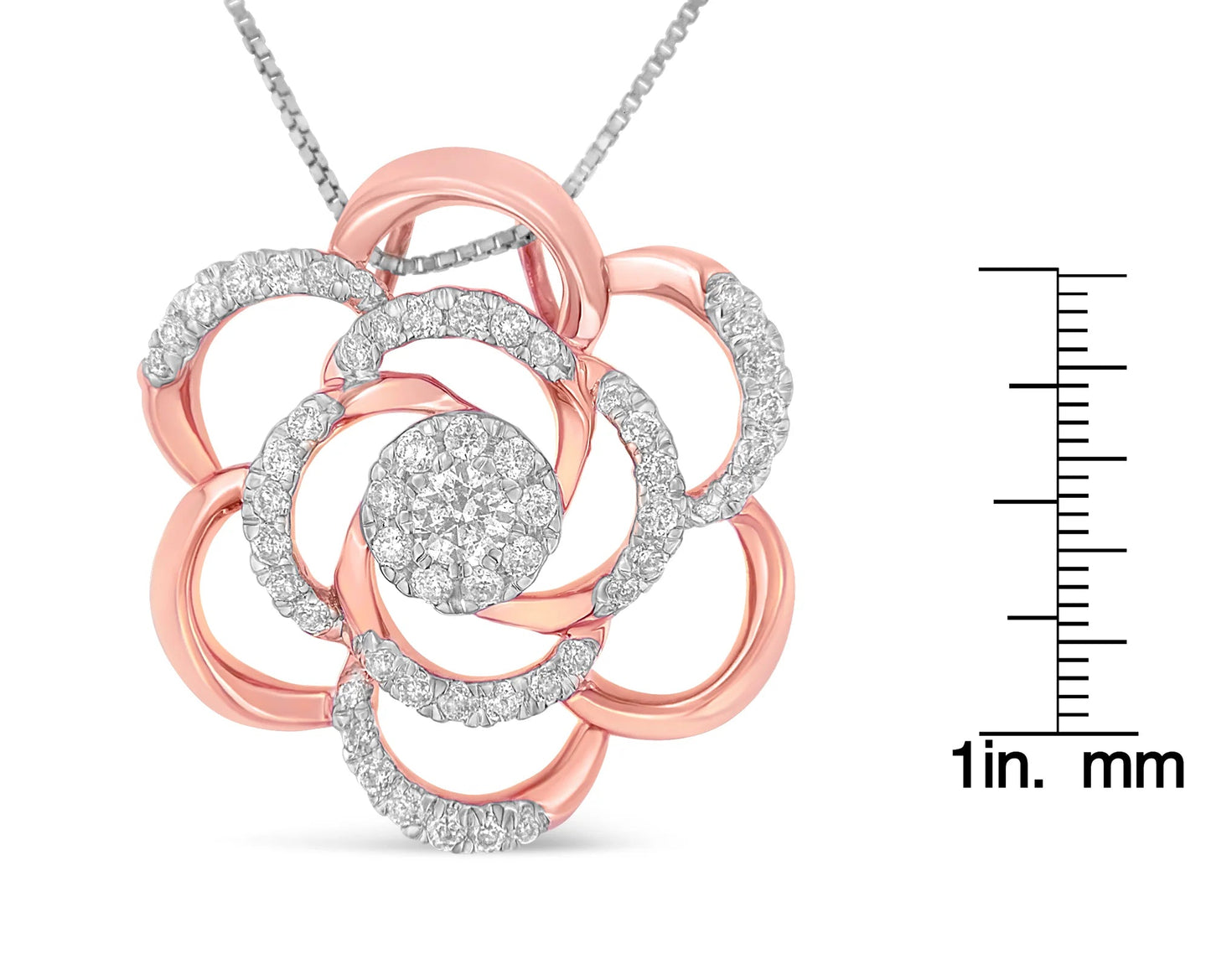 10K Rose Gold Plated Flower Accent Pendant Necklace - Inside The Bars