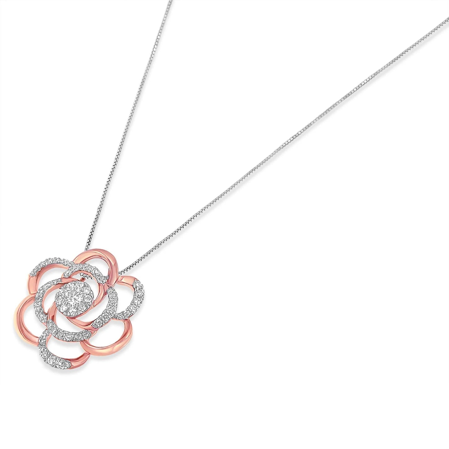 10K Rose Gold Plated Flower Accent Pendant Necklace - Inside The Bars