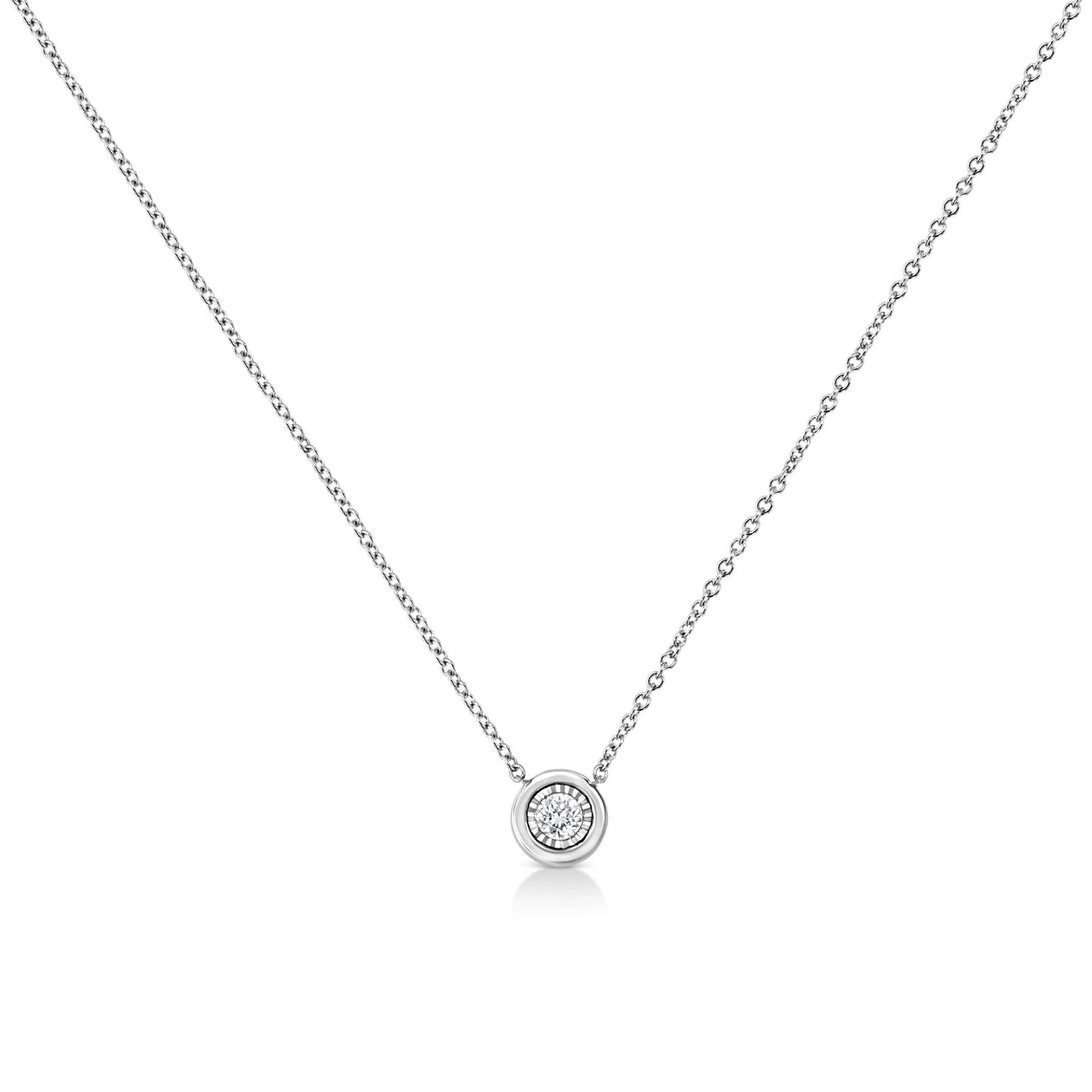 10K White Gold 1/10 Cttw Miracle Set Round - Cut Diamond Pendant Necklace - Inside The Bars
