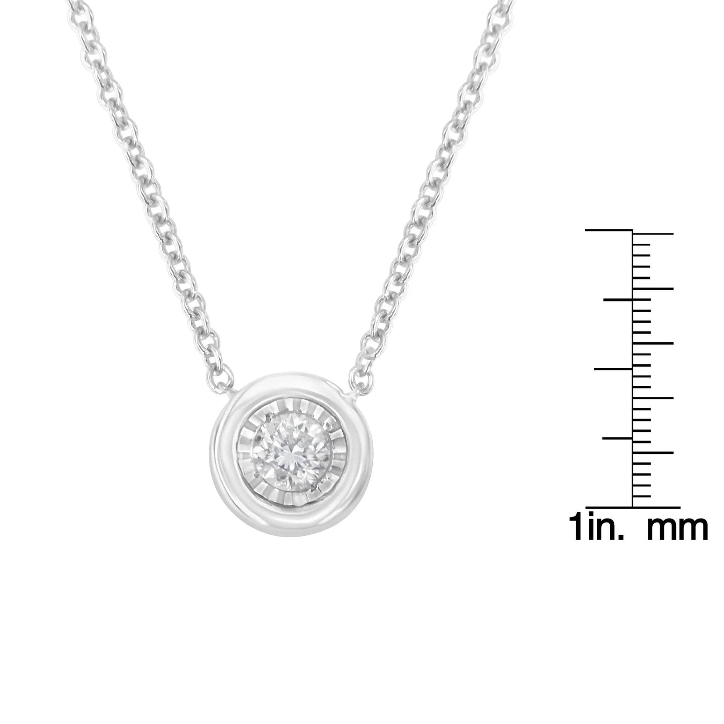 10K White Gold 1/10 Cttw Miracle Set Round - Cut Diamond Pendant Necklace - Inside The Bars