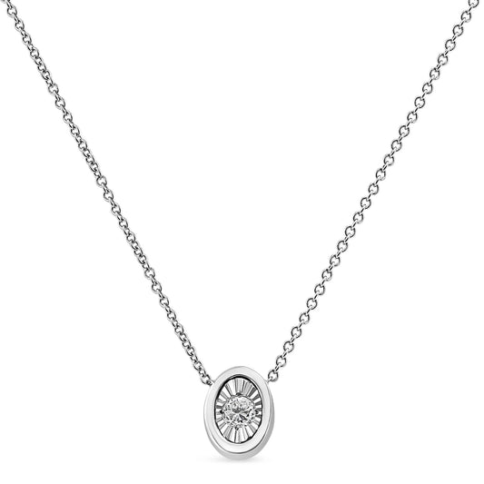 10K White Gold 1/10 Cttw Miracle Set Round - Cut Diamond Pendant Necklace - Inside The Bars