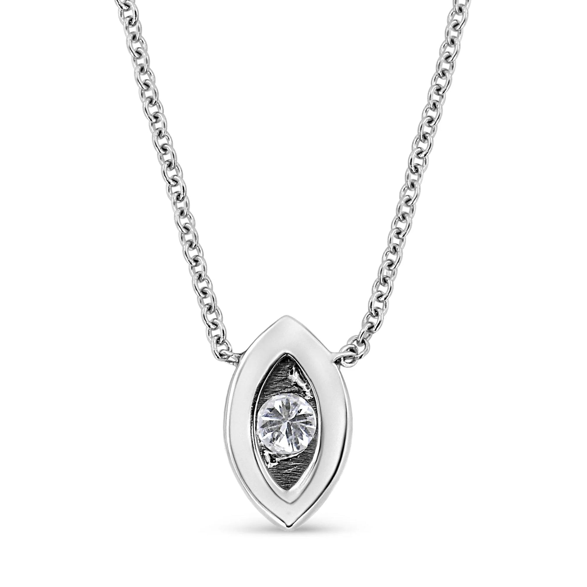 10K White Gold 1/10 Cttw Miracle Set Round - Cut Diamond Pendant Necklace - Inside The Bars