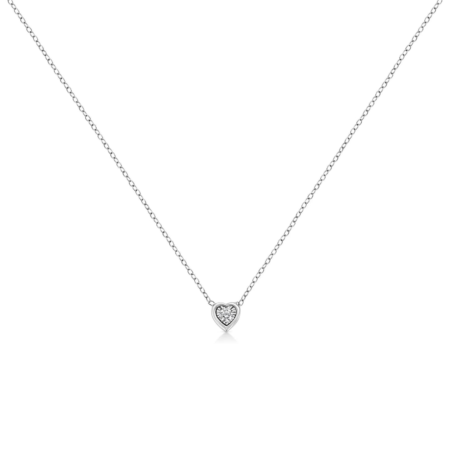 10K White Gold 1/10 Cttw Miracle Set Round - Cut Diamond Pendant Necklace - Inside The Bars