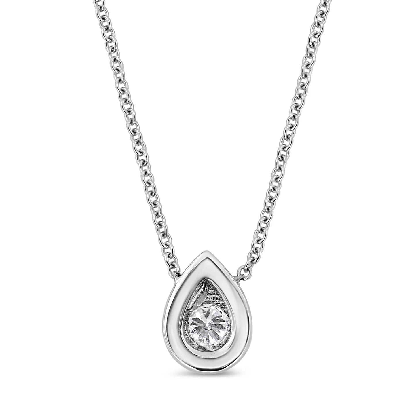10K White Gold 1/10 Cttw Miracle Set Round - Cut Diamond Pendant Necklace - Inside The Bars