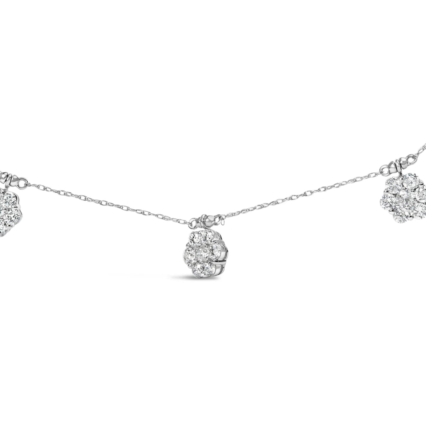 10K White Gold 3.0 Cttw Round - Cut Diamond Necklace 18" - Inside The Bars