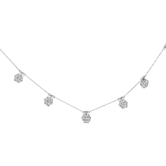 10K White Gold 3.0 Cttw Round - Cut Diamond Necklace 18" - Inside The Bars