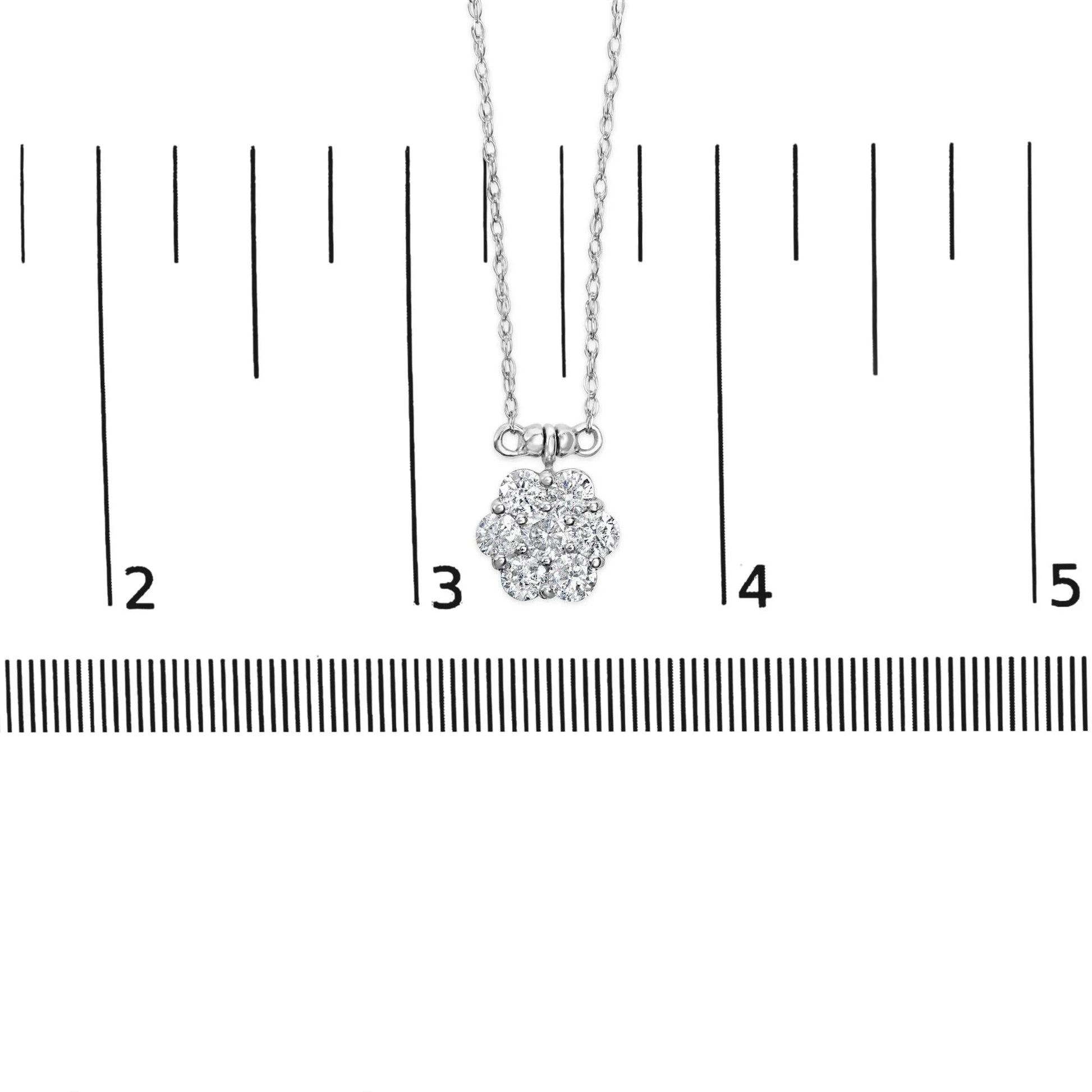 10K White Gold 3.0 Cttw Round - Cut Diamond Necklace 18" - Inside The Bars