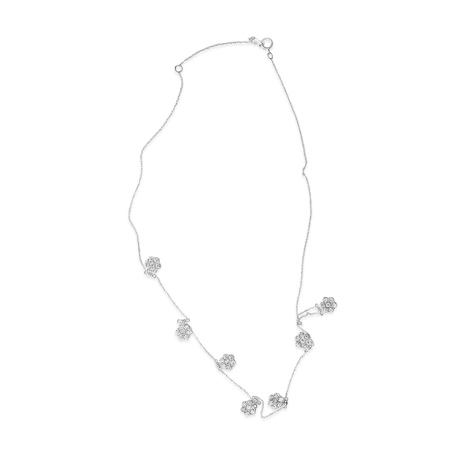 10K White Gold 3.0 Cttw Round - Cut Diamond Necklace 18" - Inside The Bars