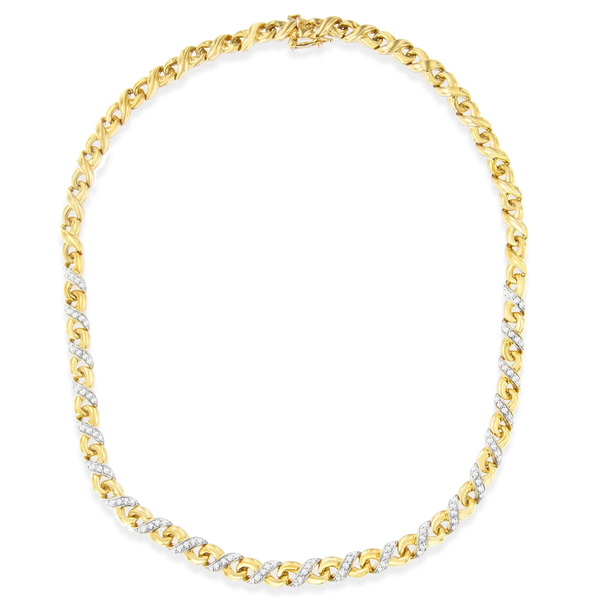10K Yellow Gold 1 cttw Diamond Riviera Statement Pendant Necklace - Inside The Bars