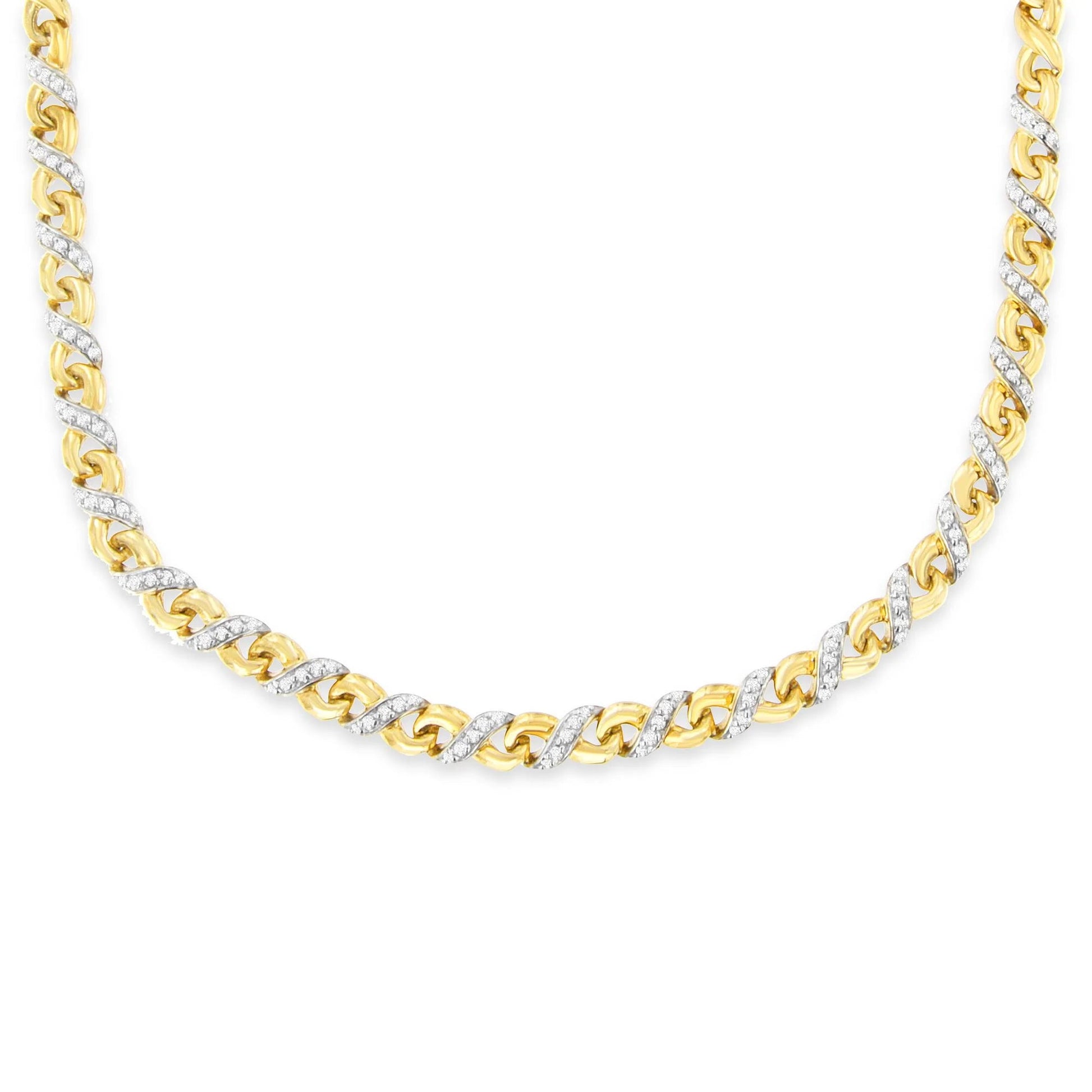 10K Yellow Gold 1 cttw Diamond Riviera Statement Pendant Necklace - Inside The Bars