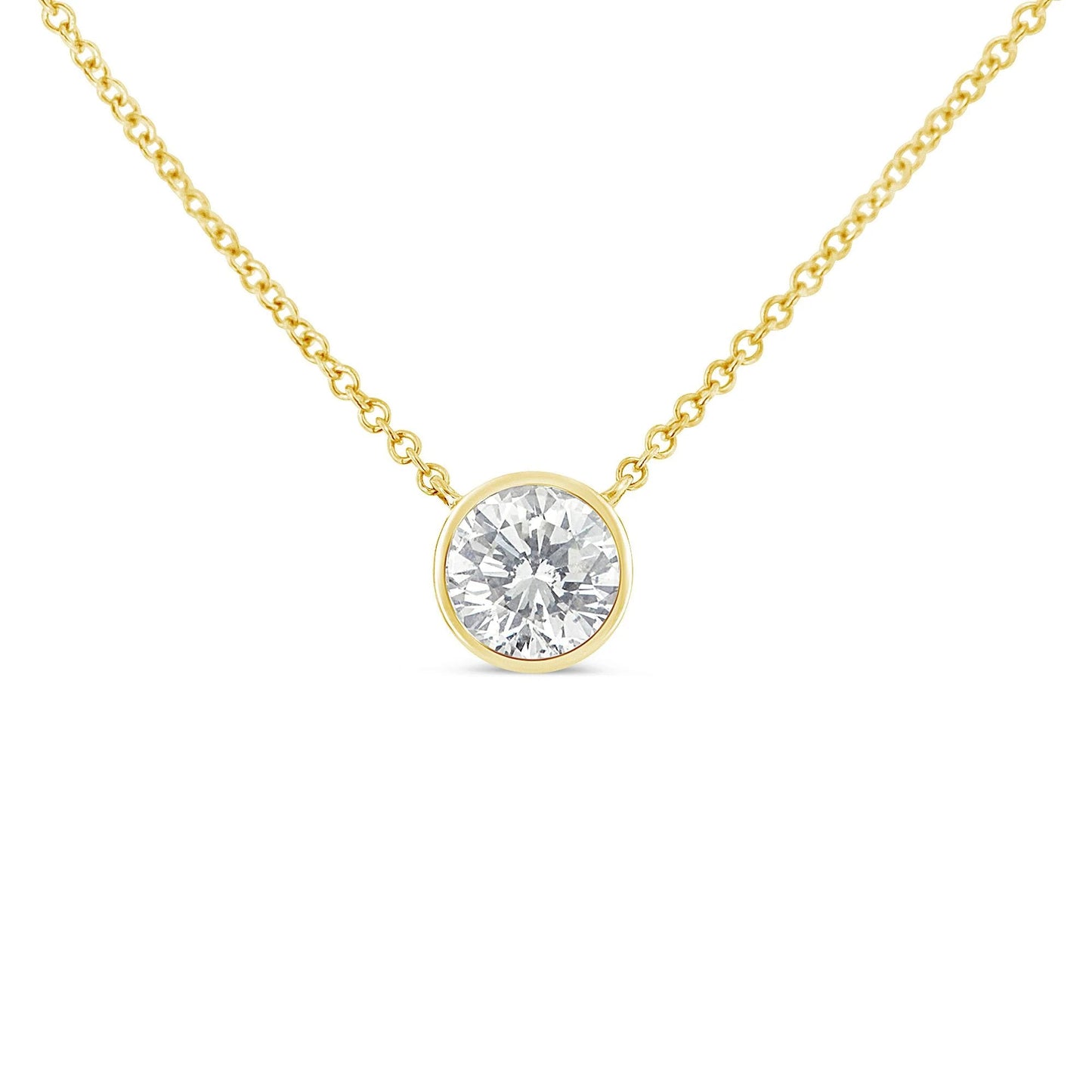10K Yellow Gold 1/2 Carat Diamond Bezel - Set Pendant Necklace - Inside The Bars