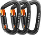 25kN Auto-Locking D-Shaped Carabiner Clips - Heavy Duty Large Locking Carabiners for Rock and Ice Climbing, Rappelling, Rescue, and Swinging Activities