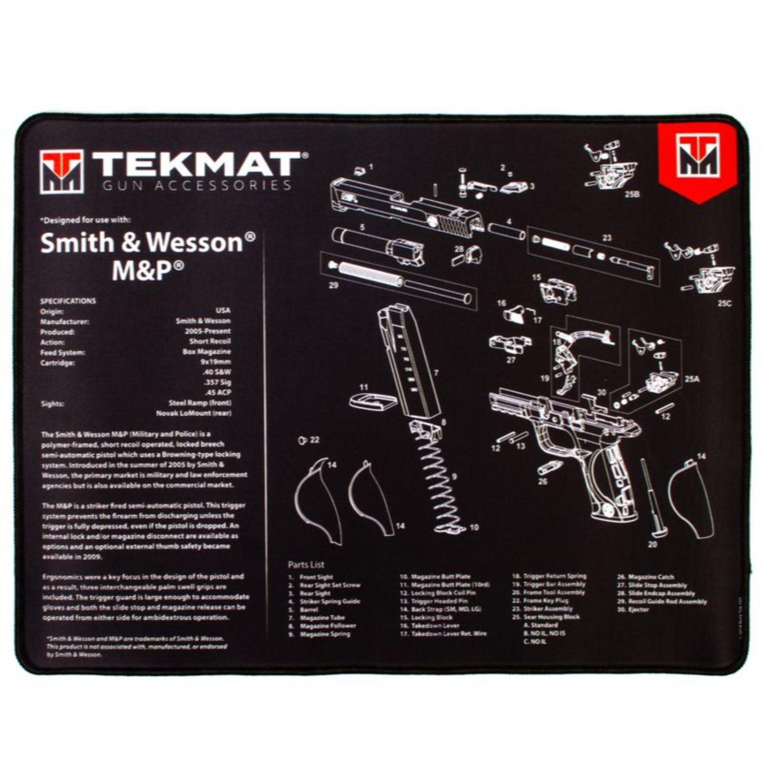 Premium Ultra Gun Cleaning Mat for Smith and Wesson MP by TekMat - Inside The Bars