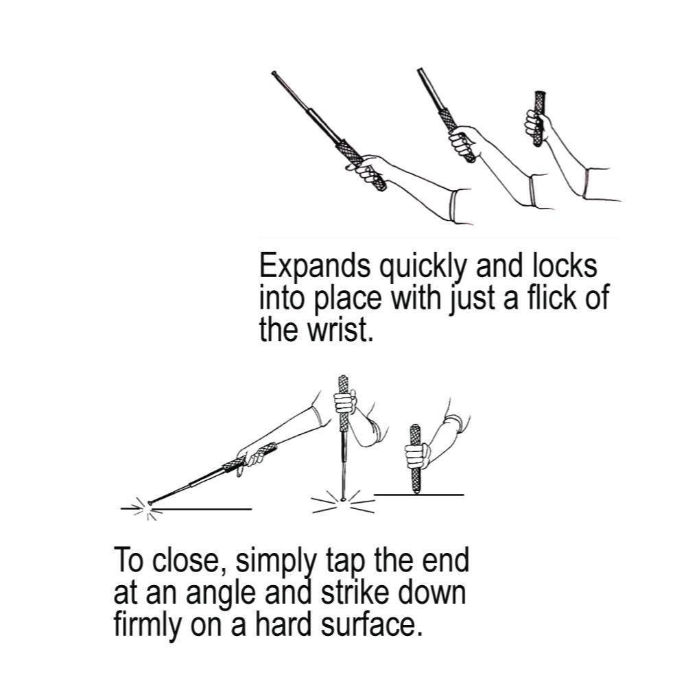 12" Expandable Steel Baton w/ Keyring - Inside The Bars