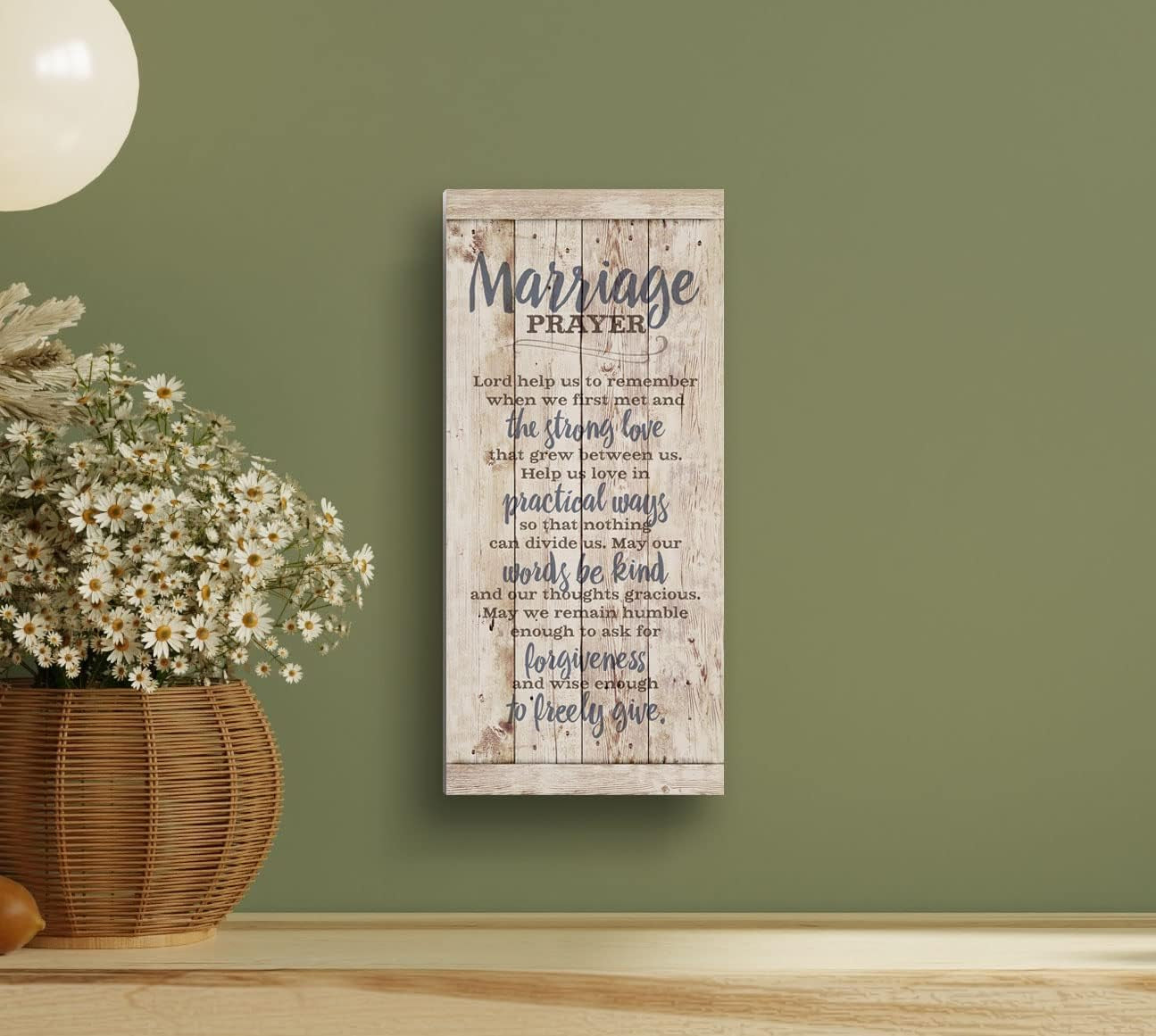 DEXSA Marriage Prayer Wood Plaque - 5.5" x 12" - Original Verse - Wall Hanging Decoration - Made in USA - Christian Family Home Decor