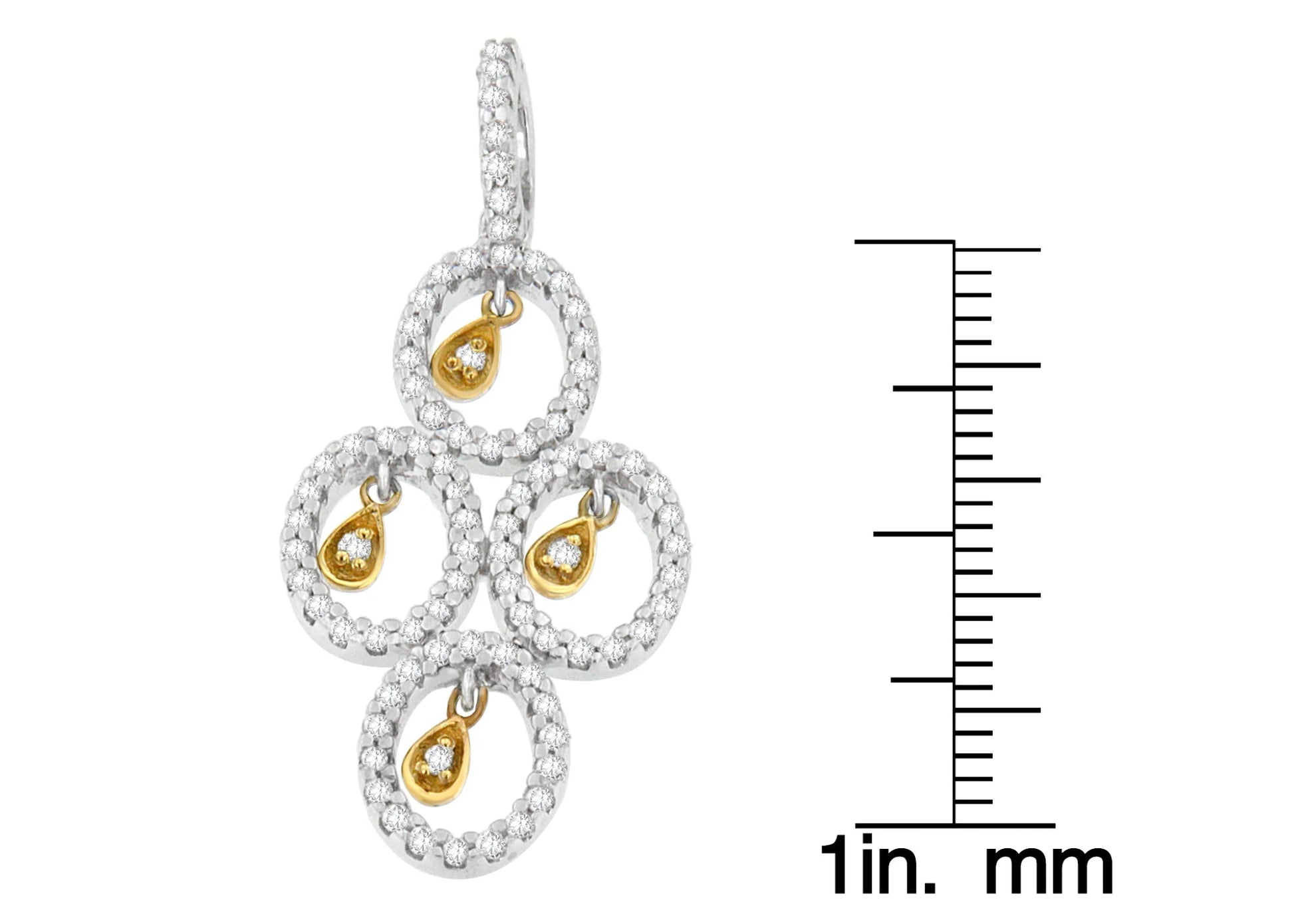 14K Two - Toned Gold 2/5 cttw Round Diamond Pendant Necklace - Inside The Bars