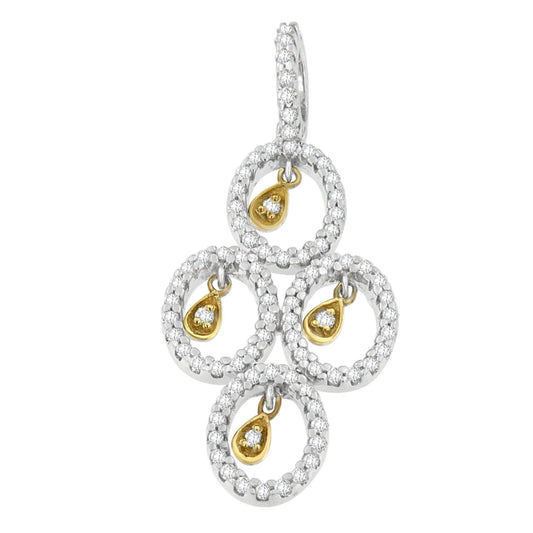 14K Two - Toned Gold 2/5 cttw Round Diamond Pendant Necklace - Inside The Bars