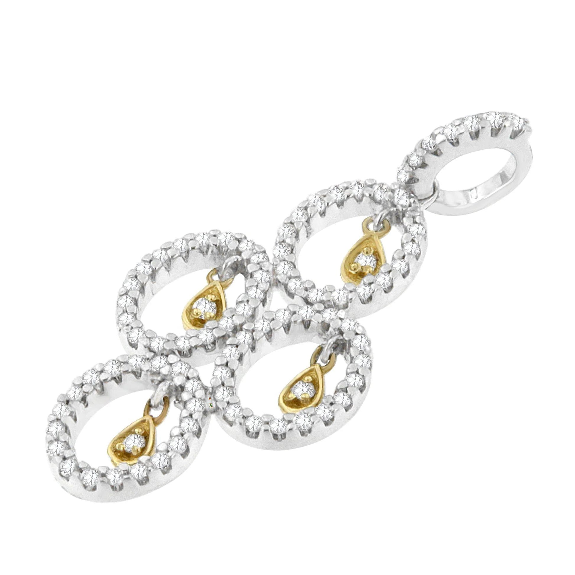 14K Two - Toned Gold 2/5 cttw Round Diamond Pendant Necklace - Inside The Bars