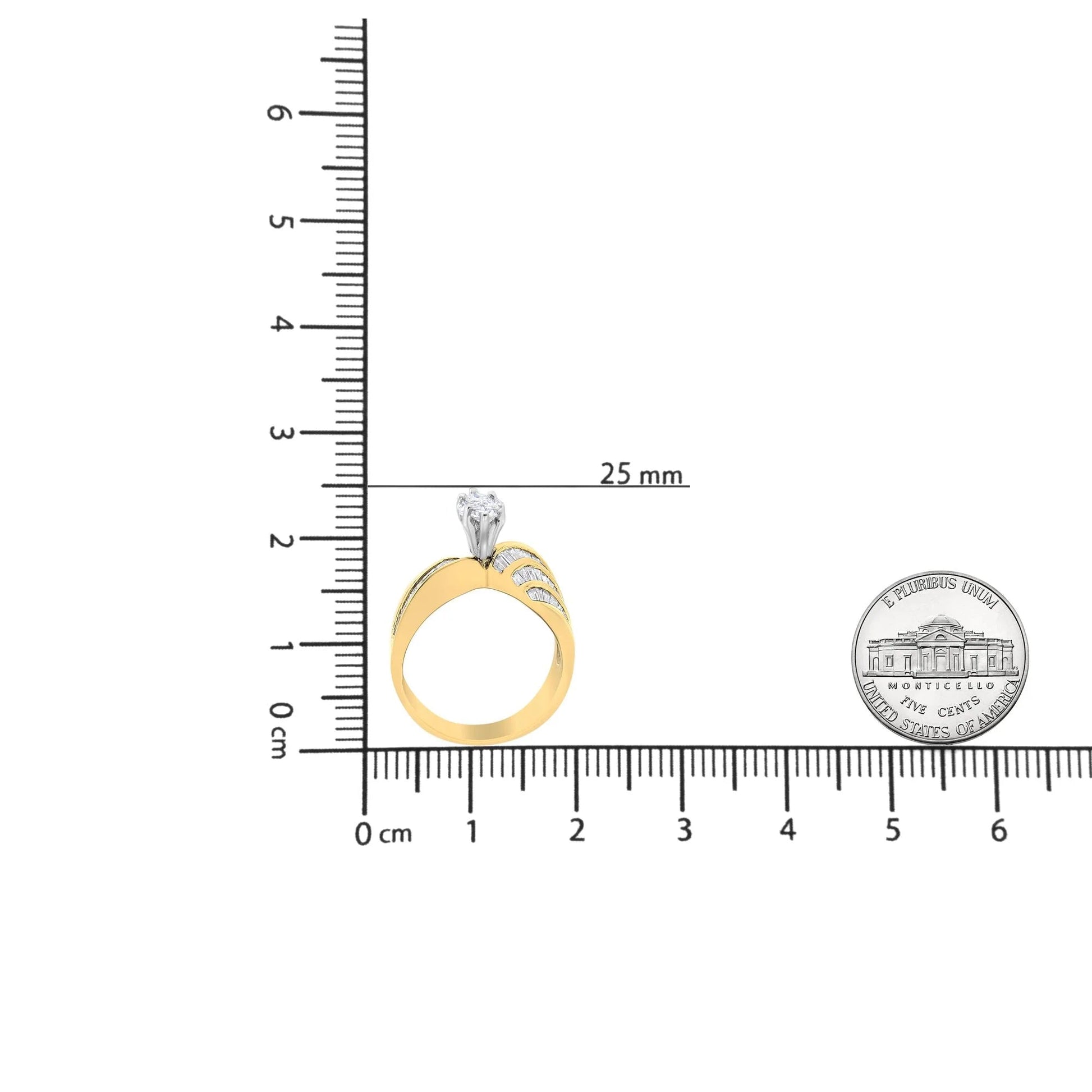14K White and Yellow Gold Engagement Bypass Ring with Diamonds - Inside The Bars