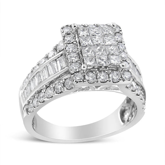 14K White Gold 2.00 Cttw Composite Halo Diamond Ring - Inside The Bars