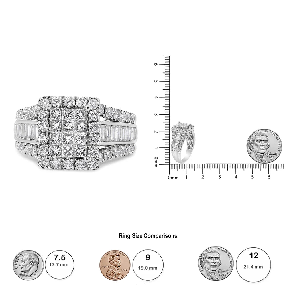 14K White Gold 2.00 Cttw Composite Halo Diamond Ring - Inside The Bars