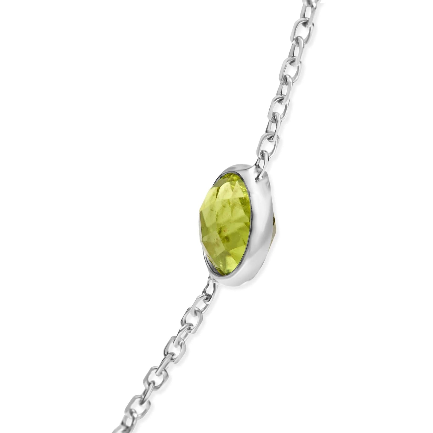 14K White Gold Bezel Set Mixed Gemstone 7 Station Necklace - Inside The Bars
