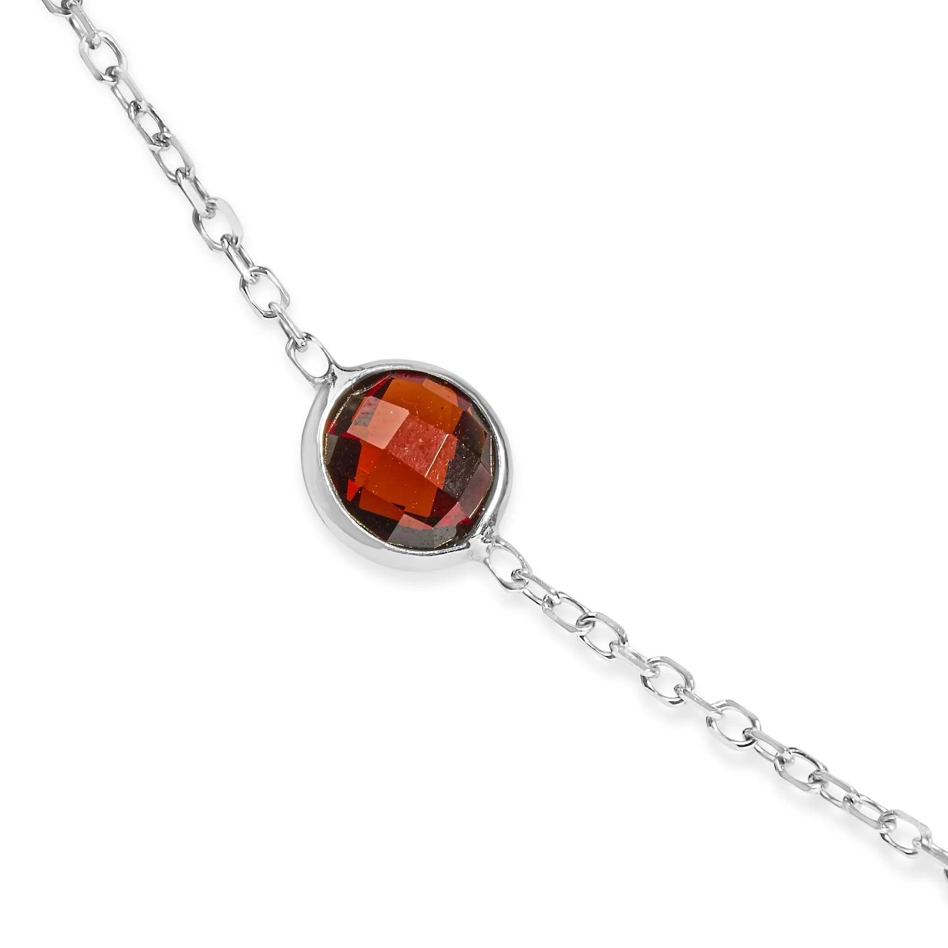 14K White Gold Bezel Set Mixed Gemstone 7 Station Necklace - Inside The Bars