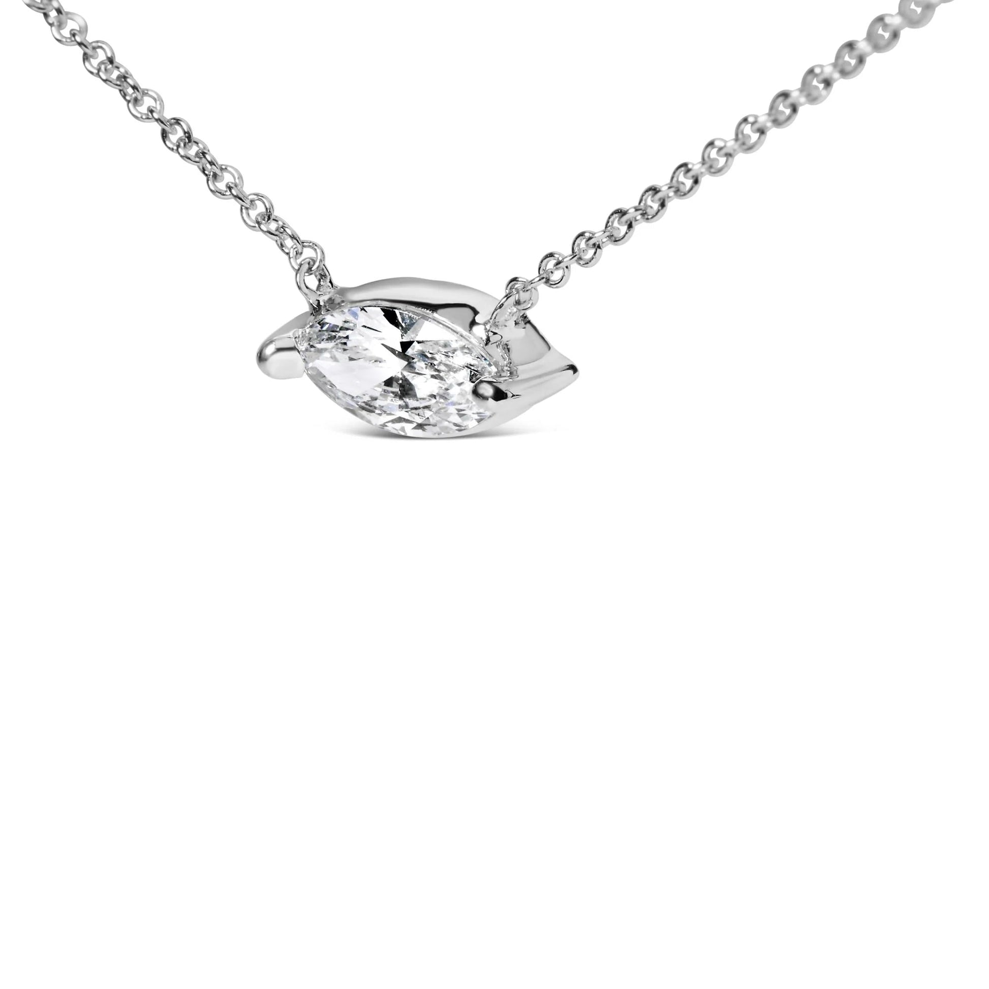 14K White Gold Marquise Lab - Grown Diamond Pendant Necklace - Inside The Bars