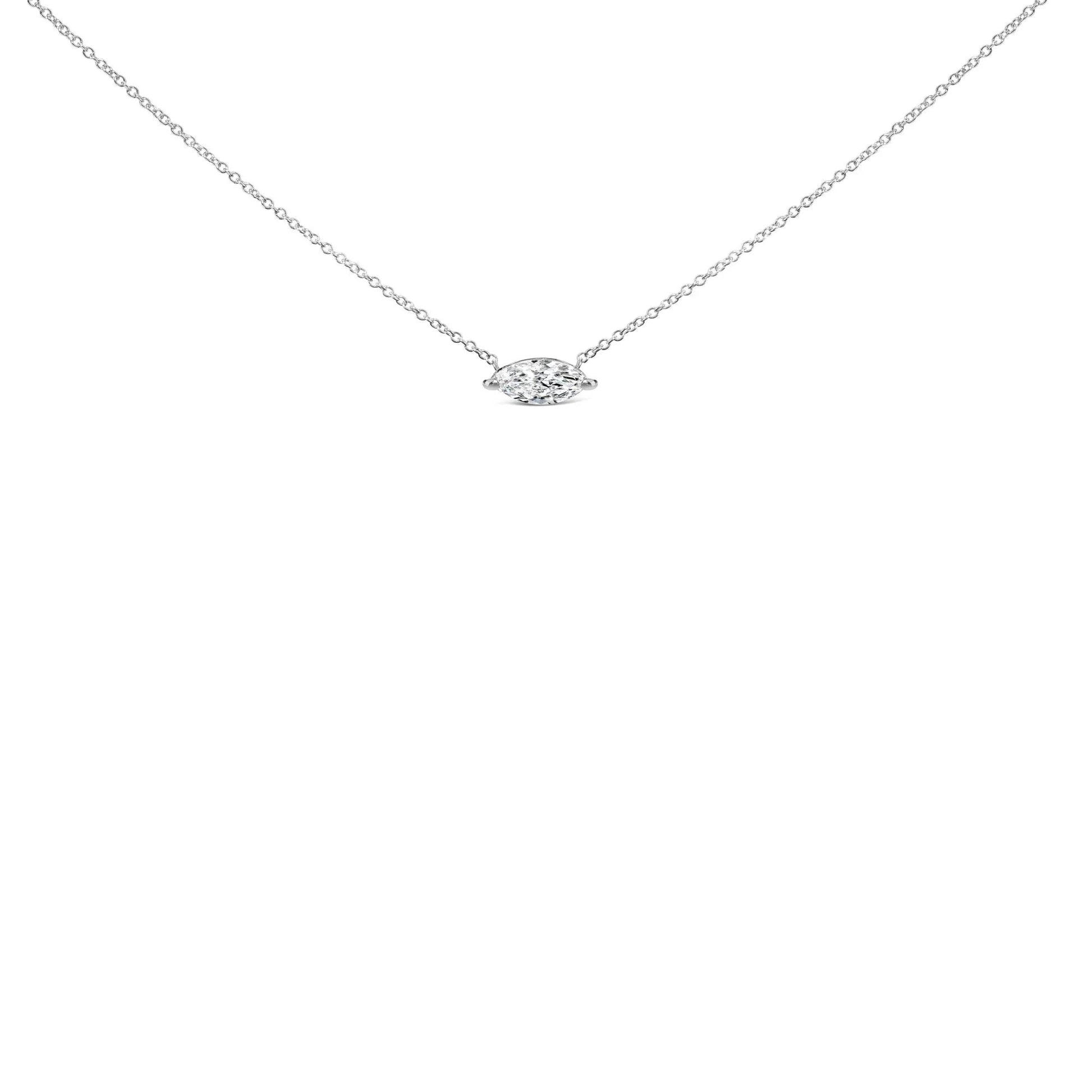 14K White Gold Marquise Lab - Grown Diamond Pendant Necklace - Inside The Bars