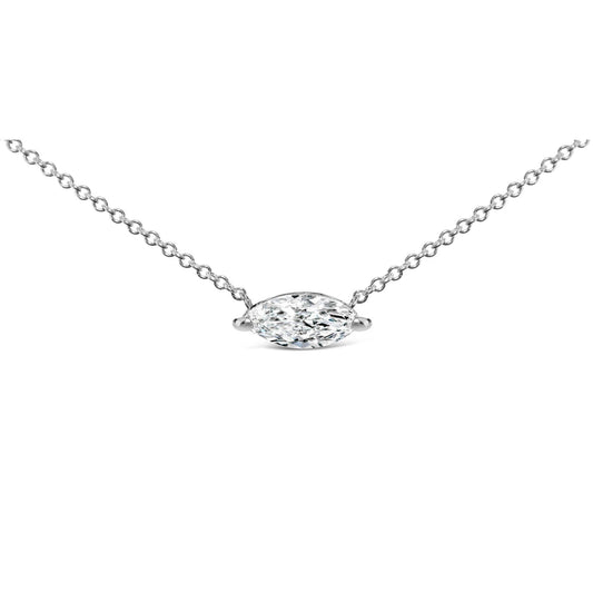 14K White Gold Marquise Lab - Grown Diamond Pendant Necklace - Inside The Bars