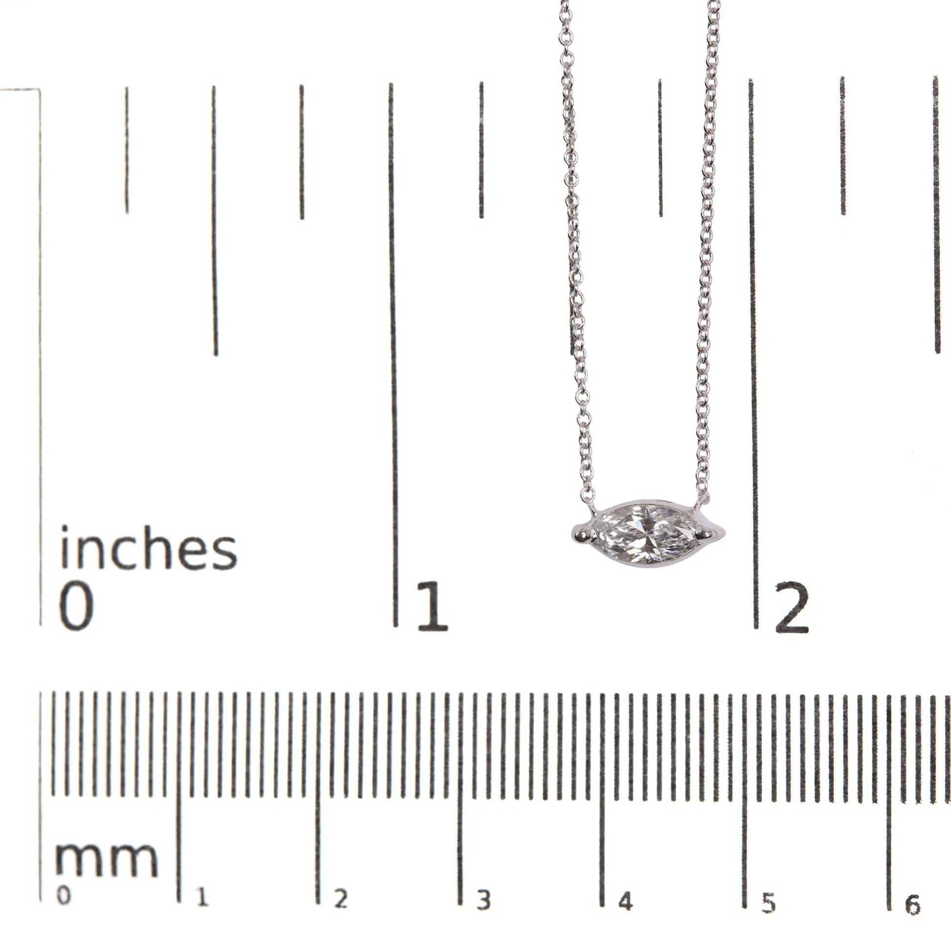 14K White Gold Marquise Lab - Grown Diamond Pendant Necklace - Inside The Bars