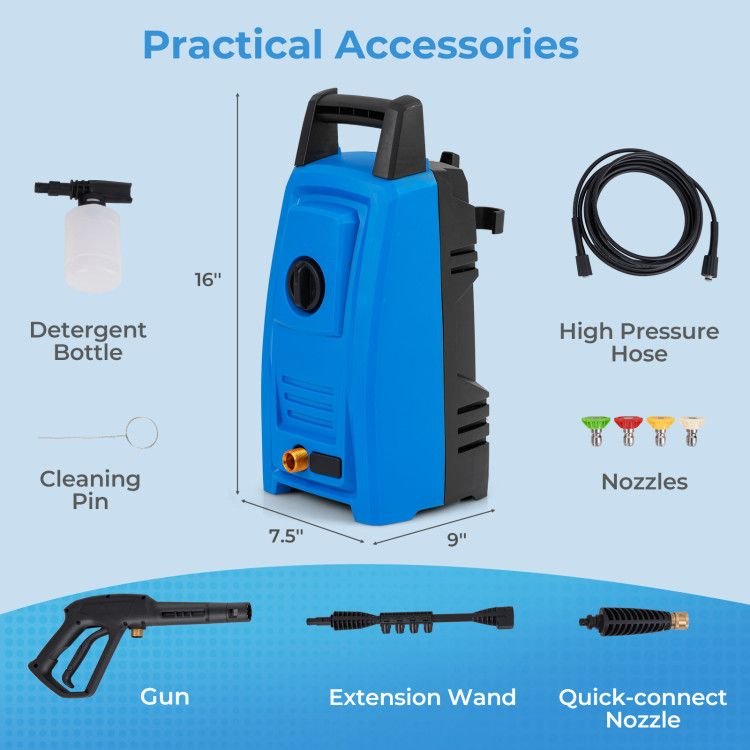 1900 PSI 1.8 GPM Electric Pressure Washer With 4 Nozzles - Inside The Bars