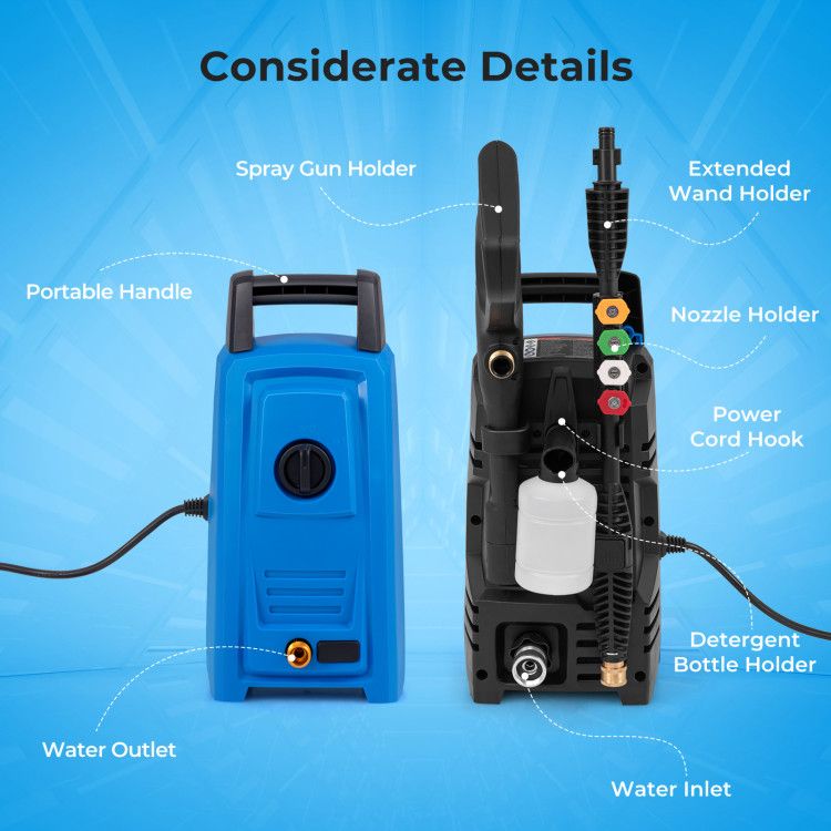 1900 PSI 1.8 GPM Electric Pressure Washer With 4 Nozzles - Inside The Bars