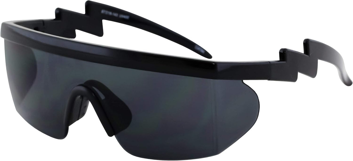 FLAWLESS EYEWEAR Semi-Rimless Retro Zigzag Sunglasses with Rainbow Mirrored Lenses