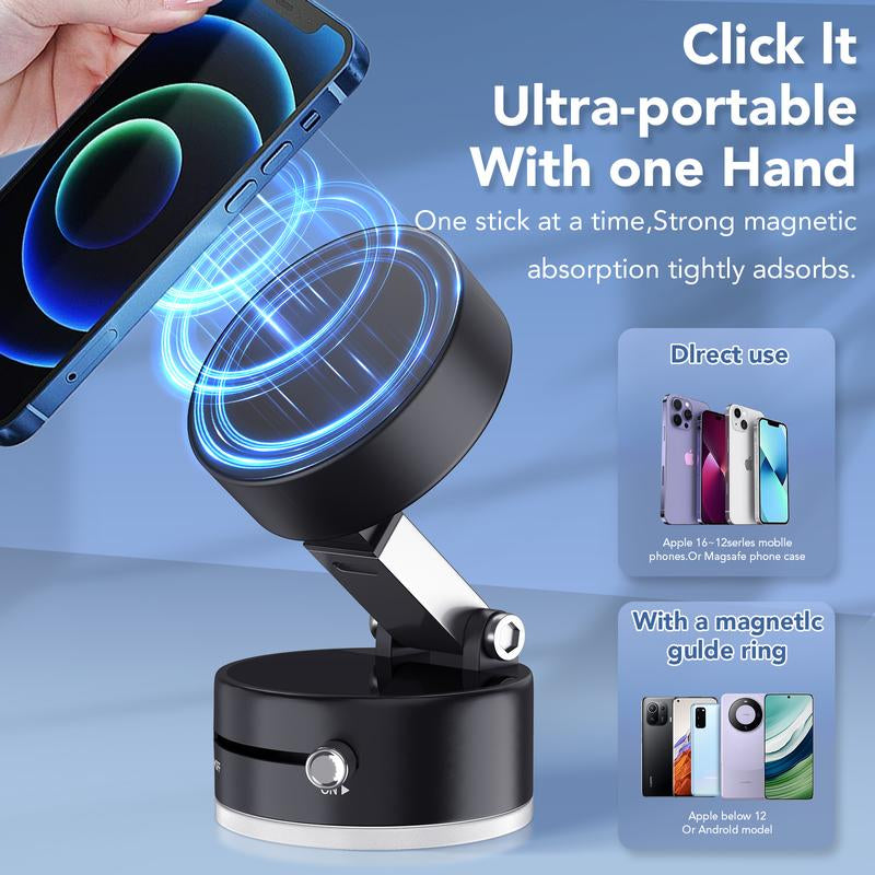 Magnetic Stand Vacuum Phone Stand Holder with Rotation,Foldable Design,Strong Magnet,Suitable for Smooth Surfaces Such as Room,Car,Glass,Kitchen,Gym,Etc