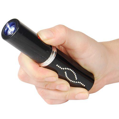 25 Million Volt Lipstick Stun Gun with Flashlight - Compact Self - Defense Device in Black - Inside The Bars