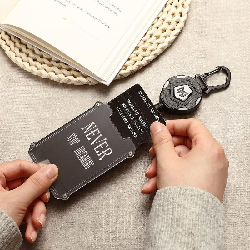 Retractable Heavy Duty Badge Reel, Stylish MNGARISTA Retractable Badge Holder with 31.5" Reel for Students & Workers, Office Supplies Carabiner