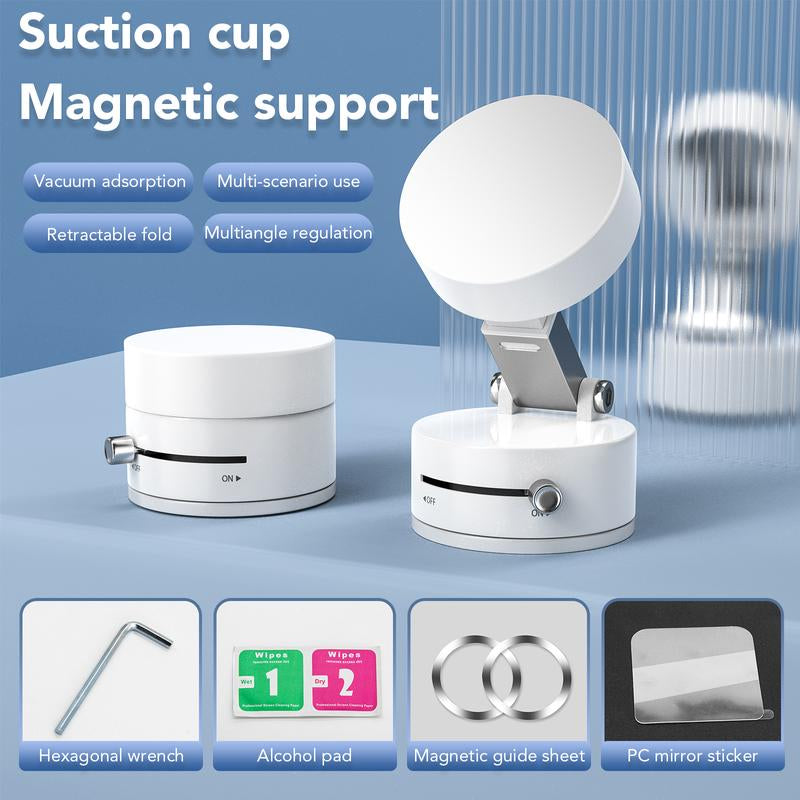 Magnetic Stand Vacuum Phone Stand Holder with Rotation,Foldable Design,Strong Magnet,Suitable for Smooth Surfaces Such as Room,Car,Glass,Kitchen,Gym,Etc