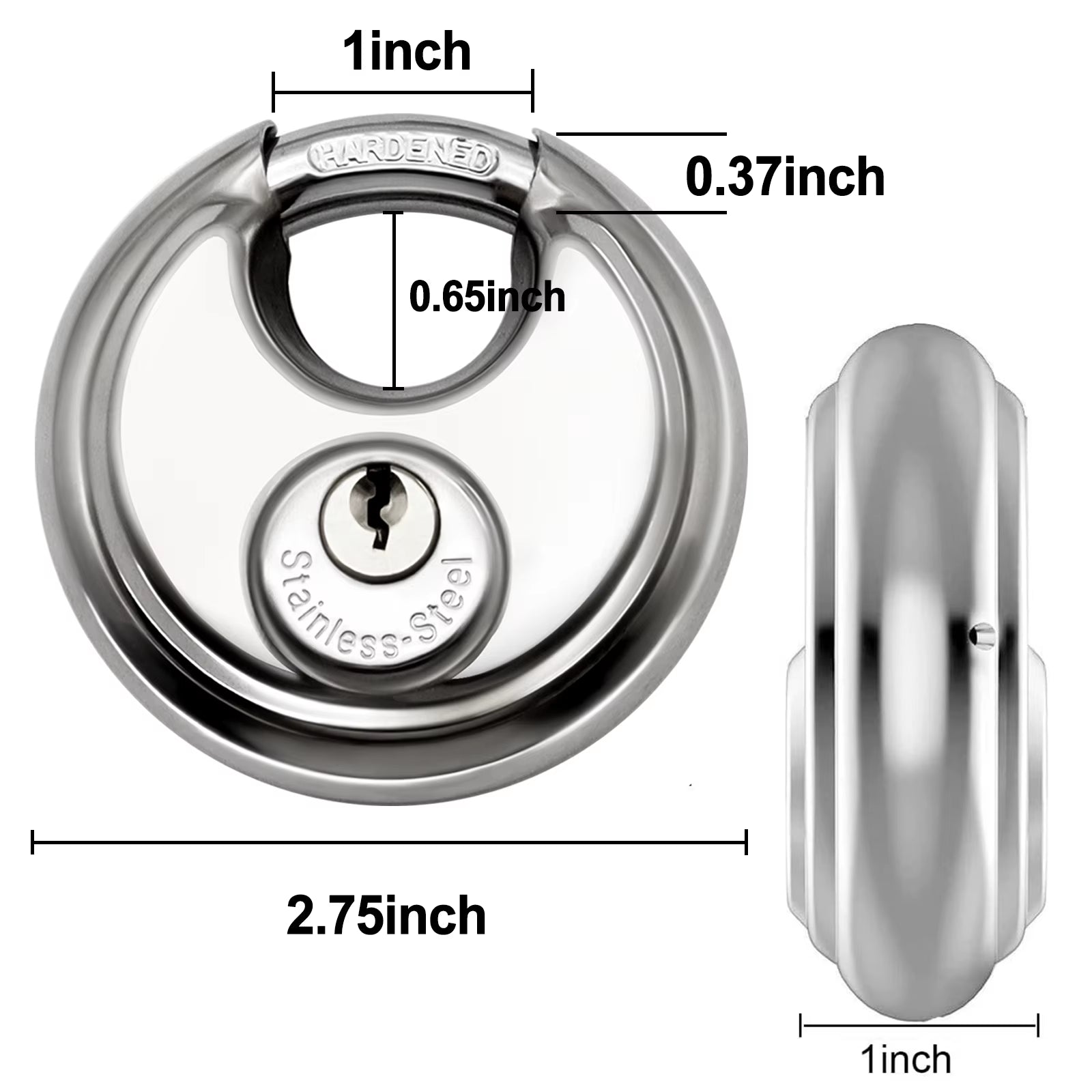 2Pcs 70Mm Disc Stainless Steel Padlock 4Keys Anti - Theft Security - Inside The Bars