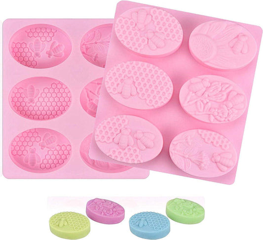 2Pcs Bee Silicone Soap Molds for Candy and Chocolate Making - Inside The Bars