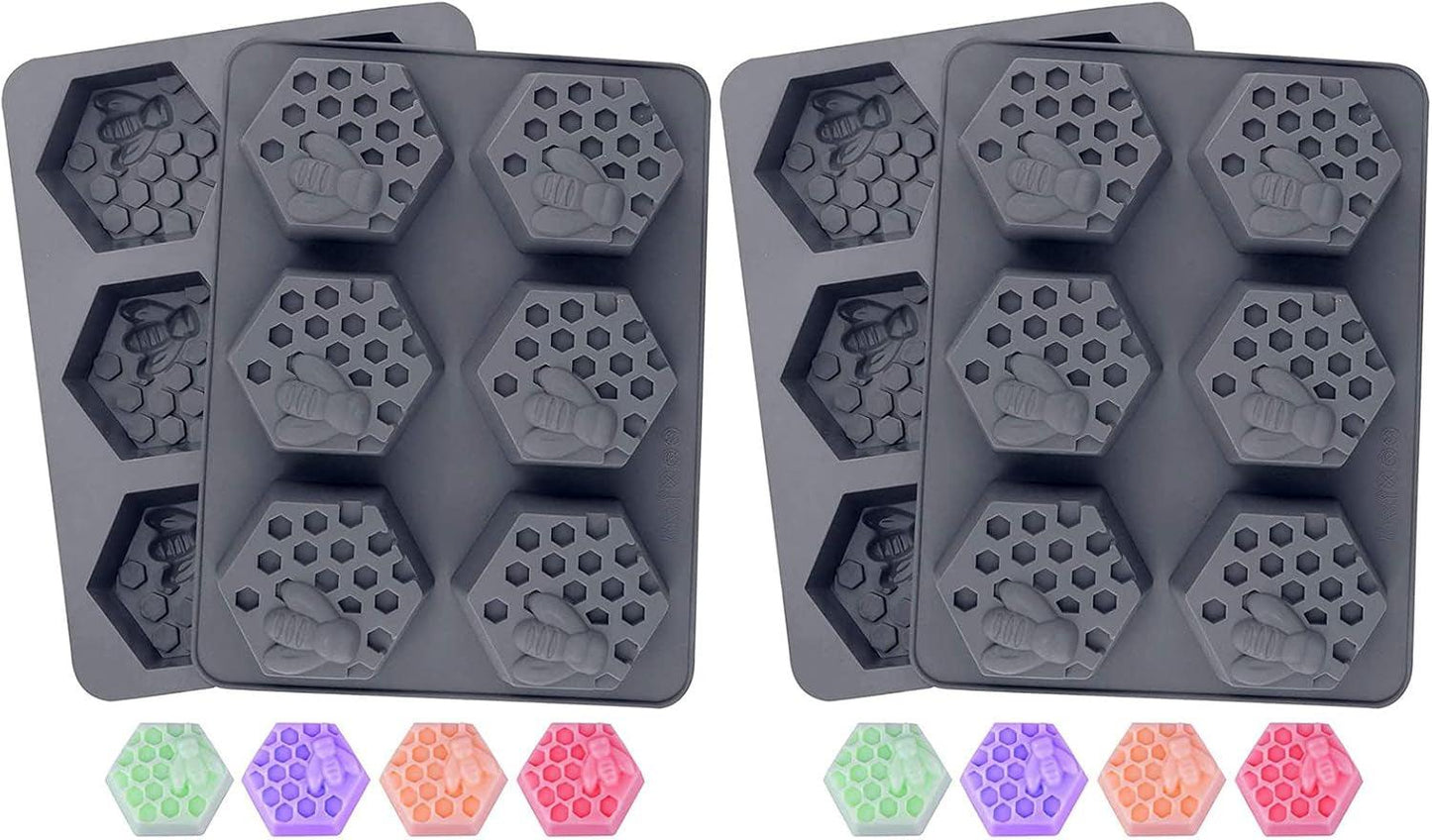 2Pcs Bee Silicone Soap Molds for Candy and Chocolate Making - Inside The Bars