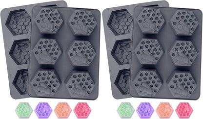 2Pcs Bee Silicone Soap Molds for Candy and Chocolate Making - Inside The Bars