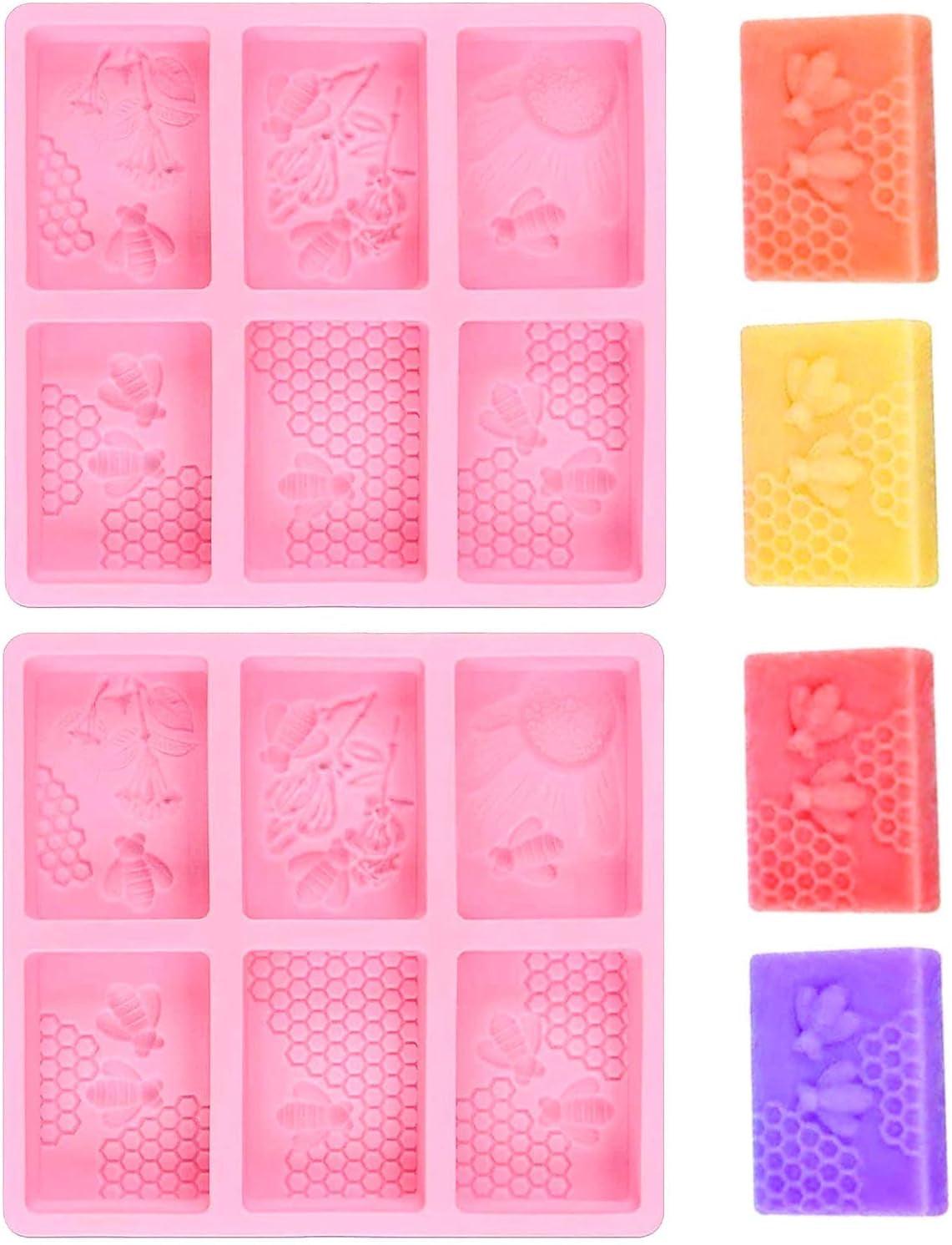 2Pcs Bee Silicone Soap Molds for Candy and Chocolate Making - Inside The Bars