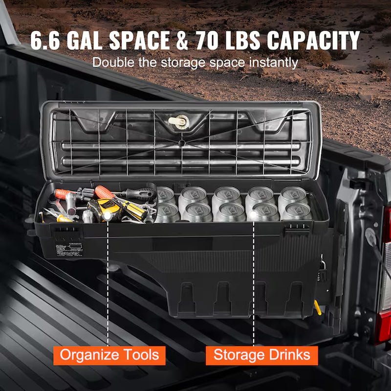 36.4 - In X 11 - In X 16.7 - In Black Plastic Side Mount Truck Tool Box - Inside The Bars