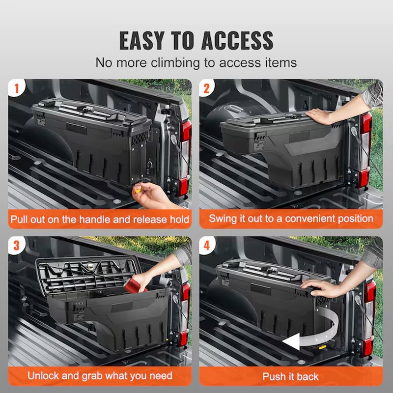 36.4 - In X 11 - In X 16.7 - In Black Plastic Side Mount Truck Tool Box - Inside The Bars